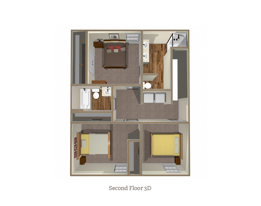 Copper Springs Townhomes Springfield II 2nd Floor 3D Floorplan
