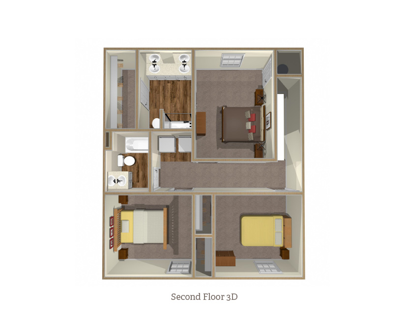 Copper Springs Townhomes Springfield 2nd Floor 3D Floorplan